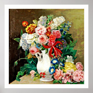 Flowers in a Vase Paulus Theodorus van Brussel Poster
