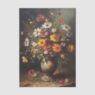 Flowers in a Vase Vintage Oil Painting Decoupage Tissue Paper