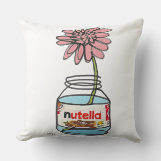 Flowers in a vase with chocolate throw pillow
