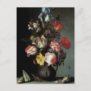 Flowers in a Vase with Shells and Insects Postcard