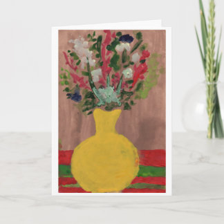 Flowers in a yellow vase note card