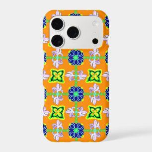 Flowers in Artdeco Retro Style green blue yellow