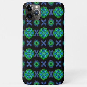 Flowers in artdeco retrolook green and blue iPhone 11 pro max case