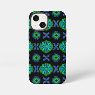Flowers in artdeco retrolook green and blue iPhone 13 mini case
