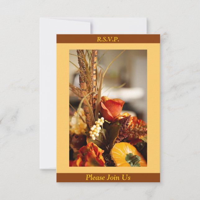 Flowers in Autumn Colours - RSVP Card (Front)
