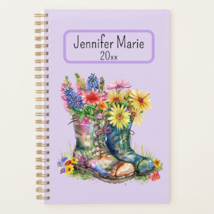 Flowers in Boots Personalize with Name, Year Planner