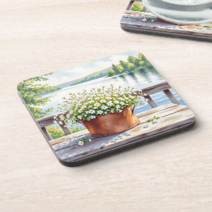 Flowers in Copper pot on Lakehouse Deck Coaster