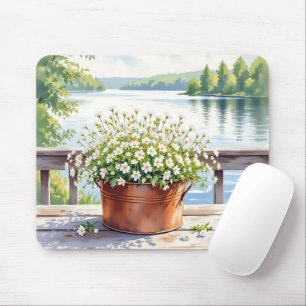 Flowers in Copper pot on Lakehouse Deck Mouse Pad