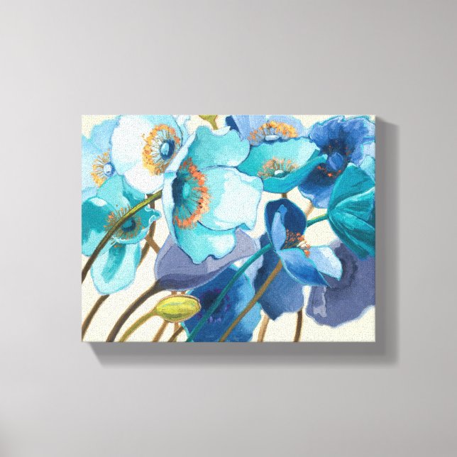 Flowers in Different Shades of Purple and Blue Canvas Print (Front)
