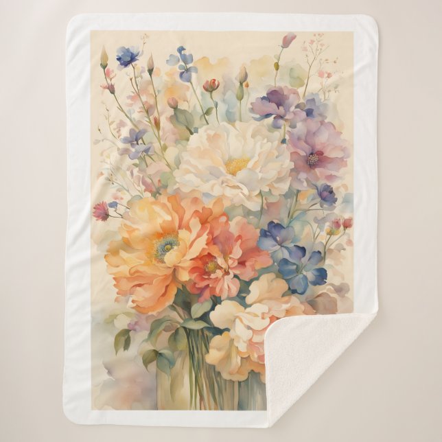 flowers in gardern bath mat sherpa blanket (Front)