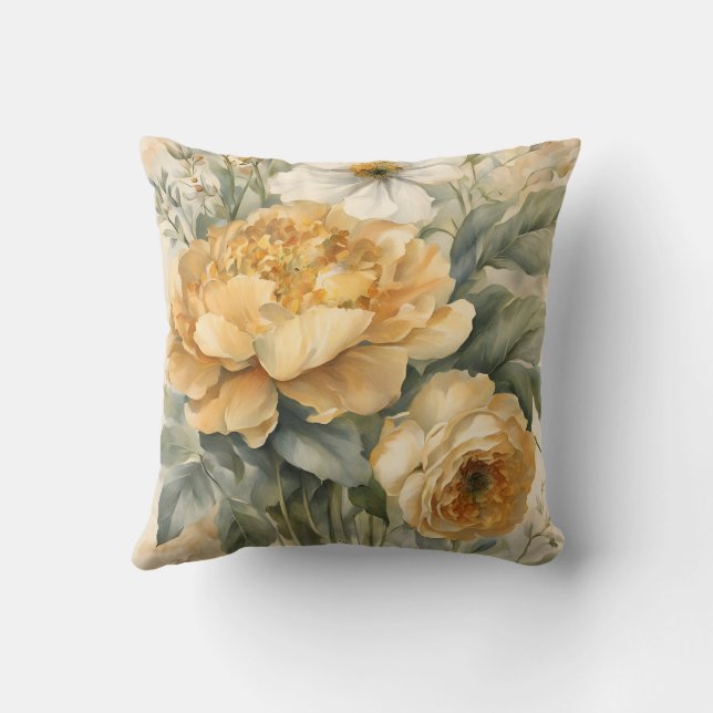 flowers in gardern throw pillow (Back)