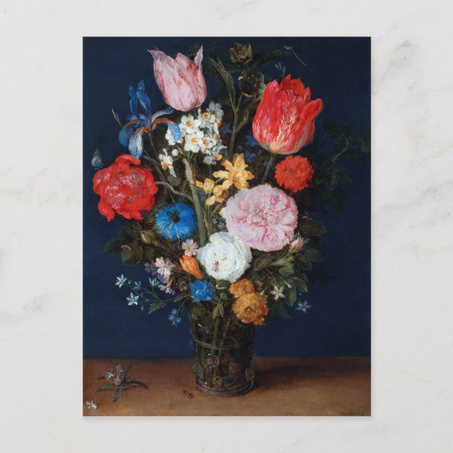 Flowers in Glass Vessel, Jan Brueghel the Elder Postcard (Front)
