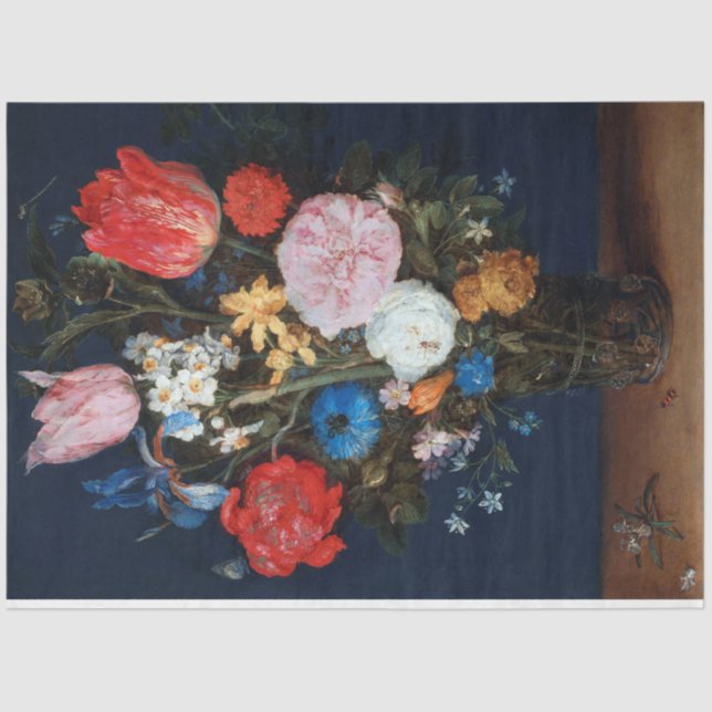Flowers in Glass Vessel, Jan Brueghel the Elder Tissue Paper (Front)