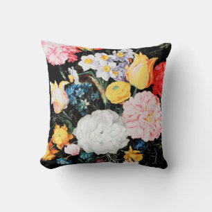 Flowers in Glass Vessel, Jan Brueghel the Younger Throw Pillow