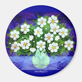 Flowers In Green Vase At Midnight Magnet