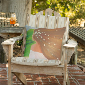 Flowers in Her Hair Outdoor Pillow
