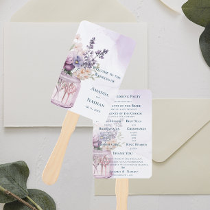 Flowers In Mason Jar Chic Floral Wedding Program  Hand Fan