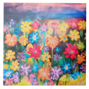 Flowers in Pastels Sangria - Tile