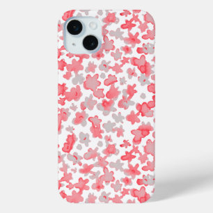 Flowers in Pink and Grey iPhone 15 Mini Case