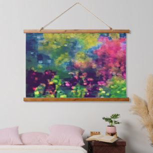 Flowers in psychedelic field hanging tapestry