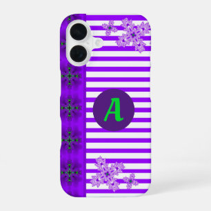 Flowers in Retro Style with monogram iPhone 16 Case