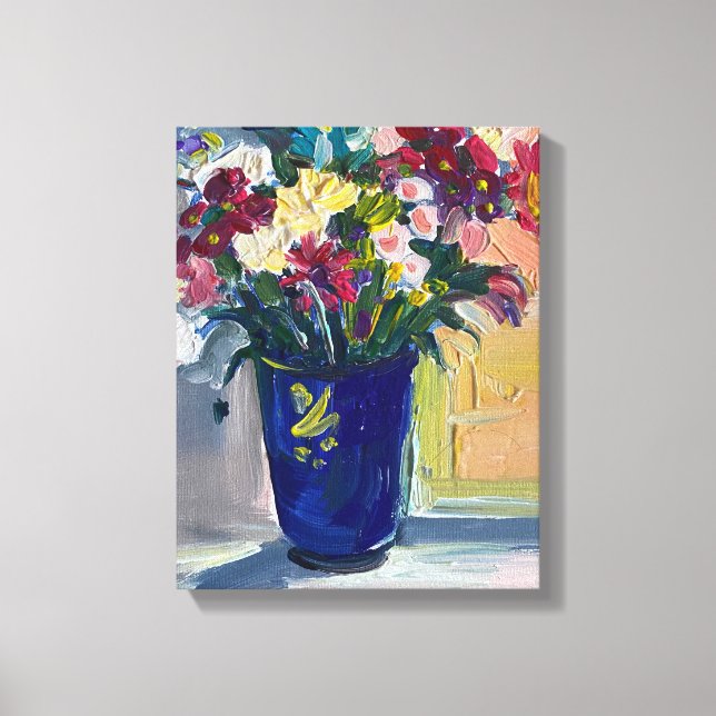 Flowers in the blue vase canvas print (Front)
