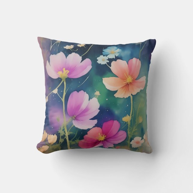 Flowers in the Cosmos Throw Pillow (Front)