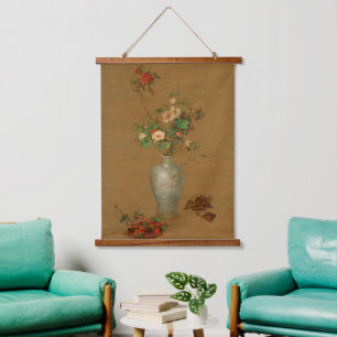 Flowers in the Vase, Chinese Antique Painting Hanging Tapestry