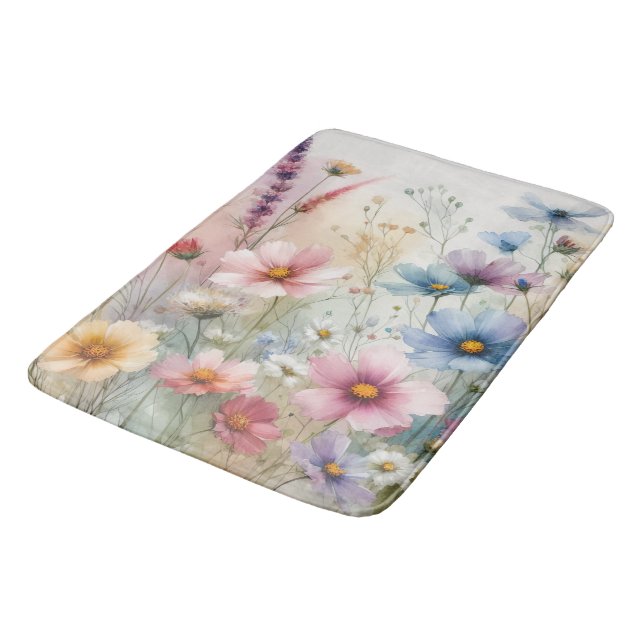 Flowers In The Wild Bath Mat (Angled)