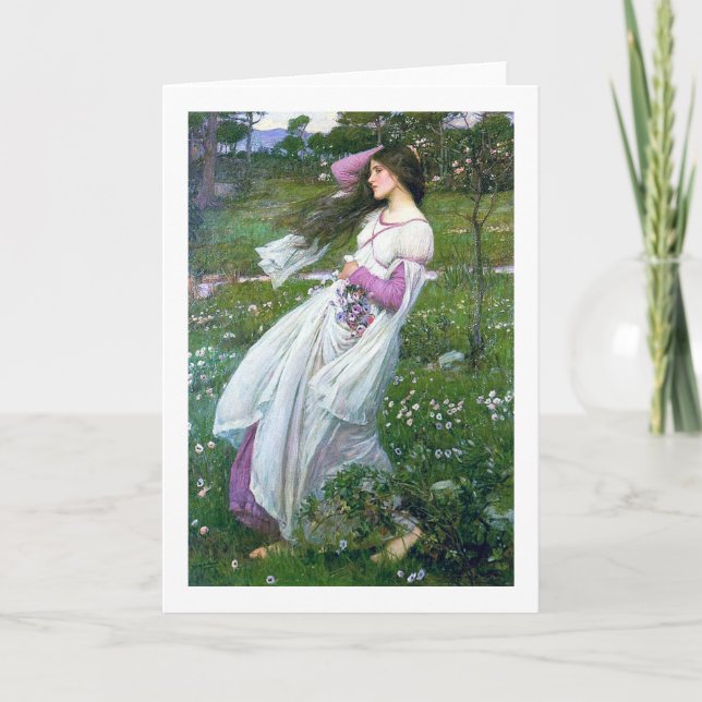 Flowers in the Wind, John William Waterhouse Card (Front)