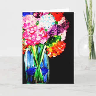 Flowers in Vase Hand Painted Design on Card