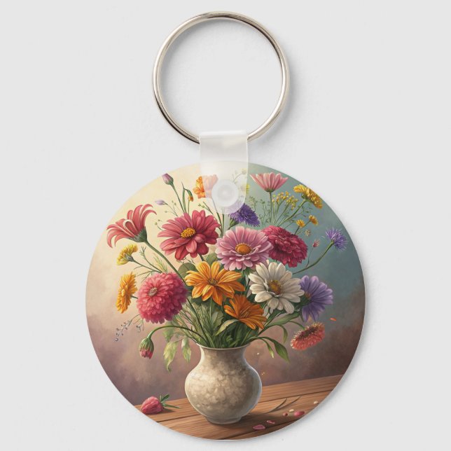 Flowers in vase keychain (Front)