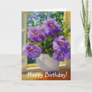 Flowers In Window Birthday Card
