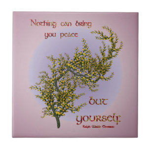 Flowers Inner Peace Inspirational Quote  Tile