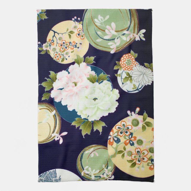 Flowers, Japanese Design Kitchen Towel (Vertical)
