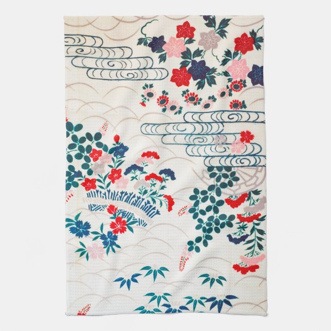 Flowers, Japanese Design Kitchen Towel (Vertical)