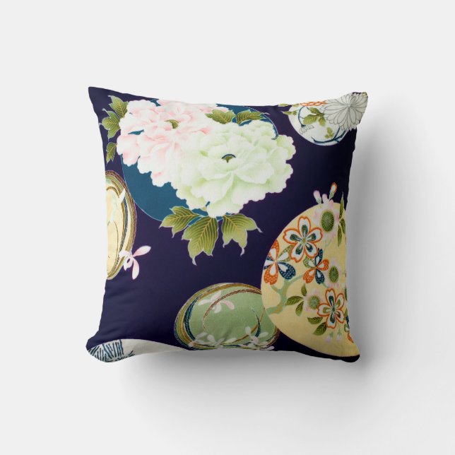 Flowers, Japanese Design Throw Pillow (Front)