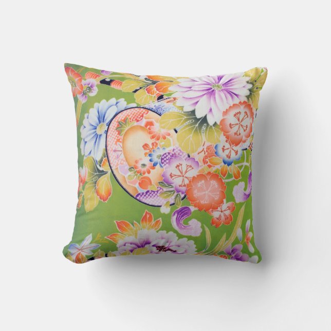 Flowers, Japanese Design Throw Pillow (Front)
