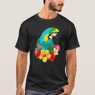 Flowers Jungle Animal Bird Exotic Macaw Parrot T-Shirt