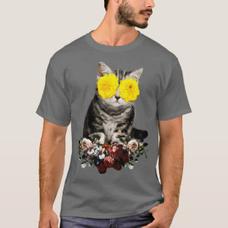 Flowers Kitten Cute Little Cat Collage T-Shirt