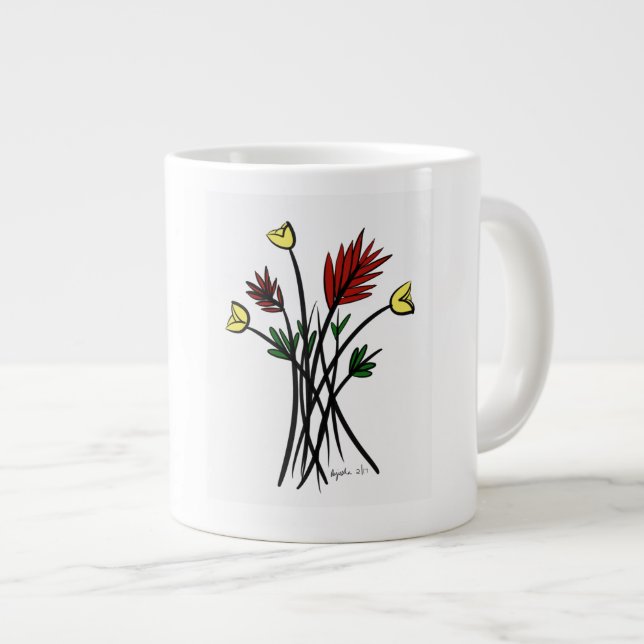 Flowers Large Coffee Mug (Front Right)