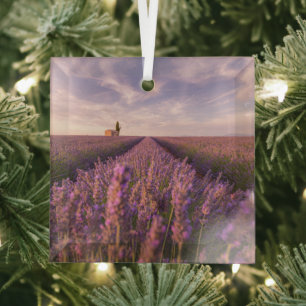 Flowers   Lavender Southern France Glass Ornament
