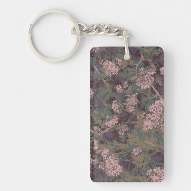 Flowers, leafs, and camouflage keychain (Front)