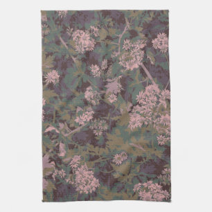 Flowers, leafs, and camouflage kitchen towel
