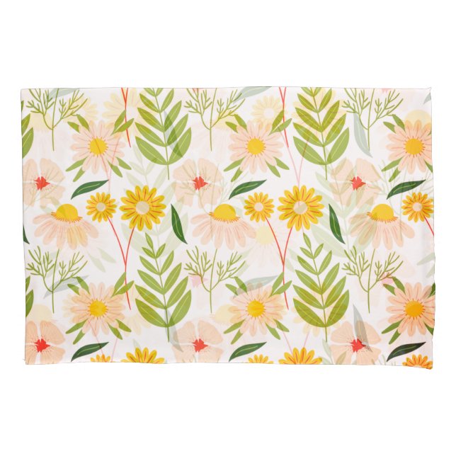 Flowers & Leaves Garden Pattern Pillowcase (Front)