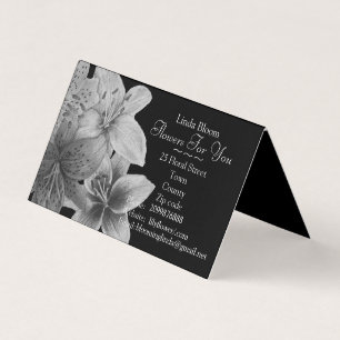 flowers Lilies black and white art design florists Business Card