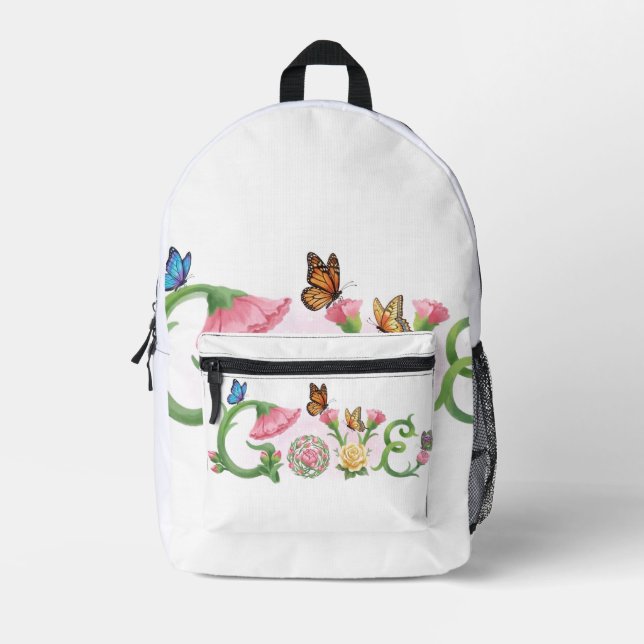 Flowers Love  Printed Backpack (Front)
