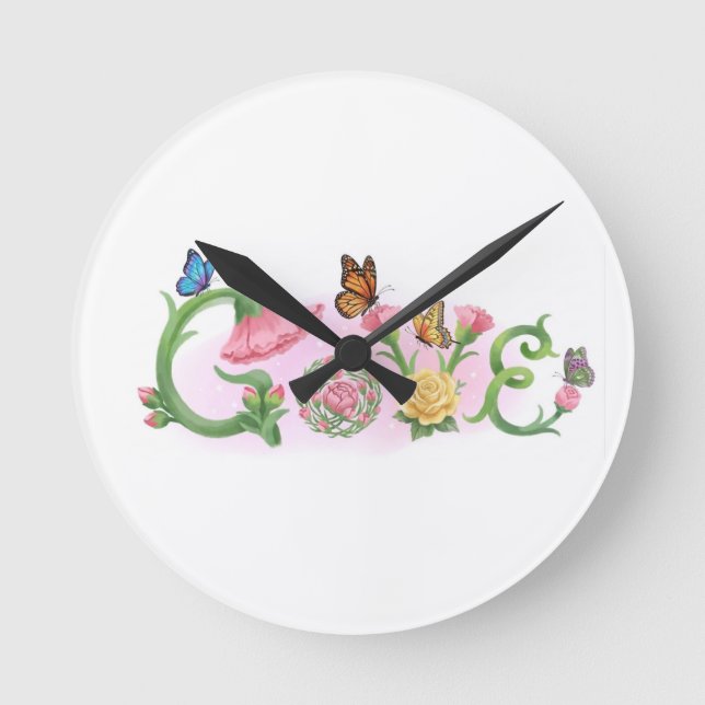 Flowers Love  Round Clock (Front)