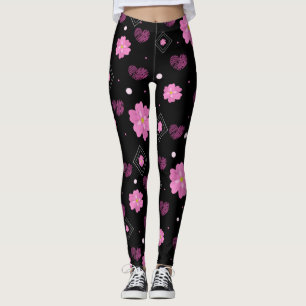 Flowers Love Valentine Pattern Throw Pillow Leggings