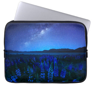 Flowers Lupines Blooming at Night Lake Tekapo Laptop Sleeve